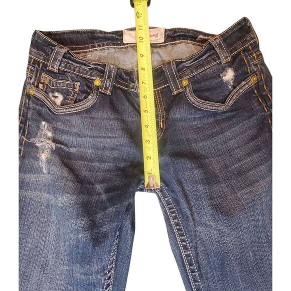 MEK Denim Jeans Womens Oaxaca Boot Cut Distressed Denim N0 Tag Approx Size 28-29 - Picture 10 of 12